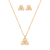 CONJ9414 - CONJUNTO COLAR + BRINCO TRÊS CORAÇÕES CRAVEJADOS - FOLHEADO A OURO - comprar online