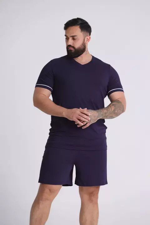 PIJAMA MASCULINO GOLA V - AZUL MARINHO