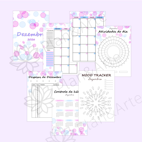 Planner mensal Dezembro - Tema abstrato
