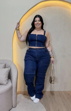 Cropped Jeans Ziper Frontal