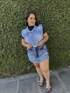 Colete jeans com stras -Plus size