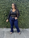 Cropped detalhe em renda manga longa - Plus size