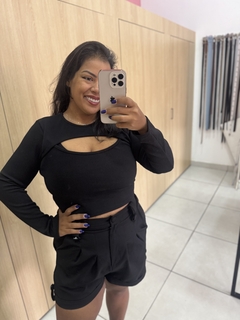 Cropped manga longa decote -Plus size - comprar online