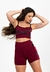 Short Cintura Alta + Cropped Marsala com Elásticos em X Conjunto Fitness | REF: CCA4 - Modas & Charme
