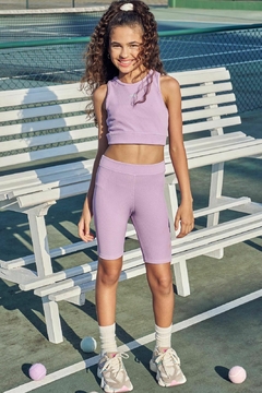 Conjunto de Top Cropped e Shorts Biker em Ribana Fancy