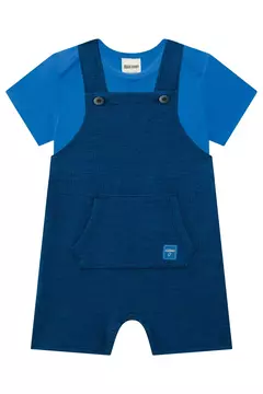 Conjunto de body em ribana e jardineira em molecotton diagonal