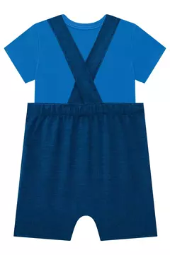 Conjunto de body em ribana e jardineira em molecotton diagonal - comprar online