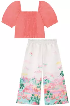 CONJU TO DE BLUSA EM CROPPED EM TRICOLINE COM ELASTANO E CALÇA - comprar online