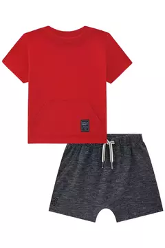 Conjunto de camiseta em Meia Malha e Bermuda Saruel em Molecotton Diagonal - comprar online