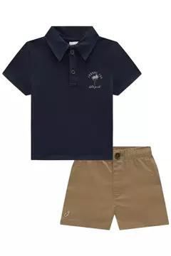 CONJUNTO DE CAMISA POLO EM PIQUET COM ELASTANO E BERMUDA EM SARJA STRECH - comprar online