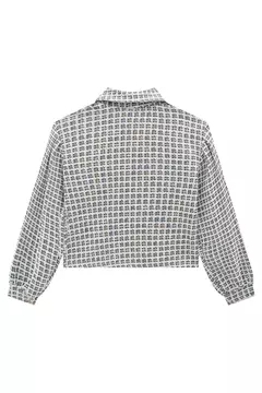 Jaqueta boxy em malha jacquard kim na internet