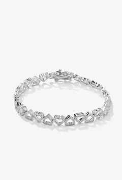 Pulseira Com Corações Vazados Cravejados Com Zircônias Brancas na internet