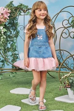 Conjunto de Blusa em Malha Wave e Salopete em Jeans Arkansas e Tule - comprar online