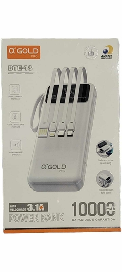 Power Bank Carregador Portátil 10000mah Bateria Externa Cabo cor Branco