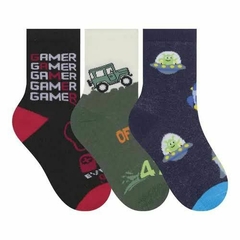 KIT COM 3 PARES DE MEIAS MASCULINA