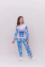 Pijama infantil de manga longa e calça com estampa do Stitch, com cores vibrantes e detalhes em coração.