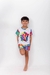 Pijama infantil de manga curta e shorts com estampa colorida dos personagens do filme Divertidamente