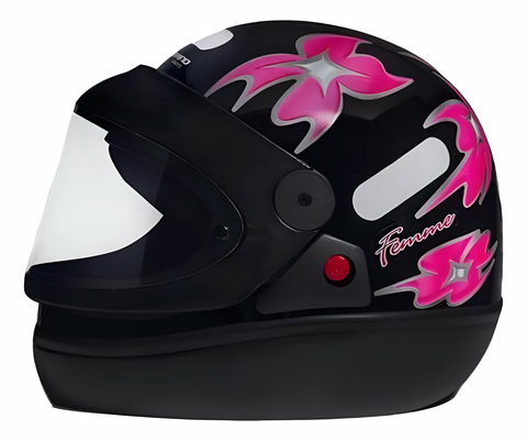 Capacete Fechado Automatico San Marino Grafic Feminino Preto Brilhante