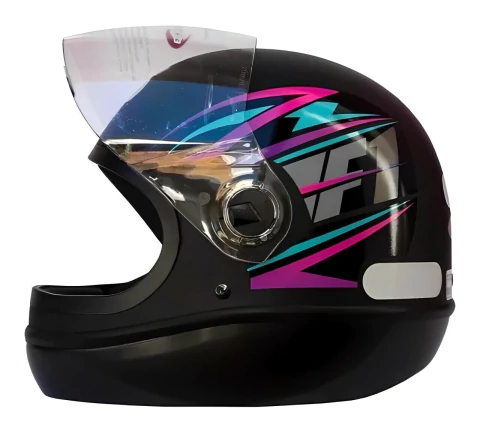 Capacete Fechado Formula 1 Storm Preto Fosco/Rosa