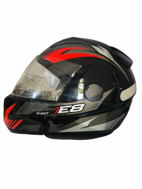 Capacete EBF Escamoteável E8 Fast Preto/Vermelho