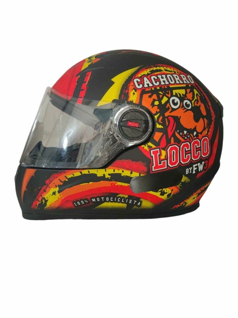 Capacete Fechado FW3 Cachorro Locco Preto Fosco