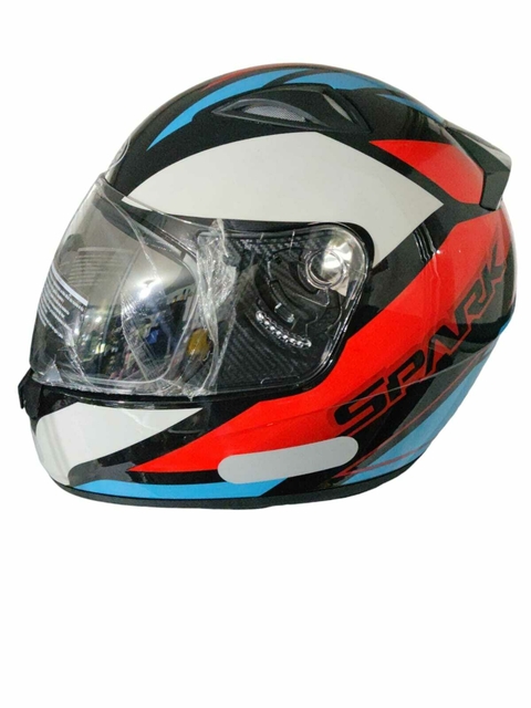 Capacete Fechado EBF Spark Mixed Blue Cor/ Preto e Vermelho