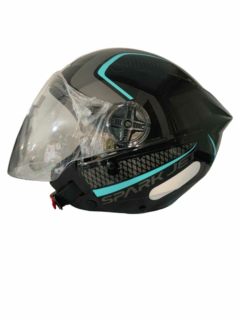 Capacete Aberto EBF Spark Jet Speed Cor/ Preto e Verde Tiffany
