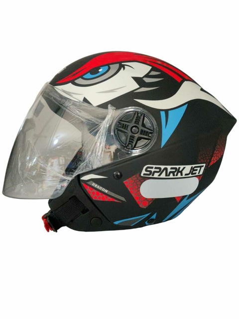 Capacete Aberto EBF Spark Jet Dragon Cor/ Preto Fosco e Vermelho