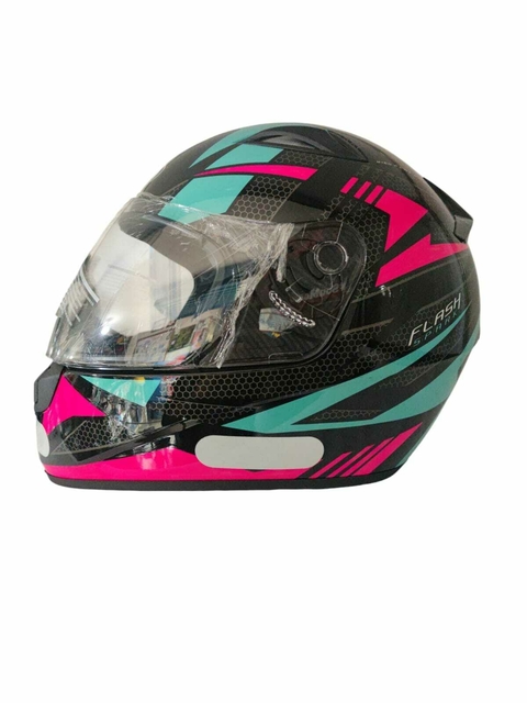 Capacete Fechado EBF New Spark Flash Preto Brilhante e Verde Tifany
