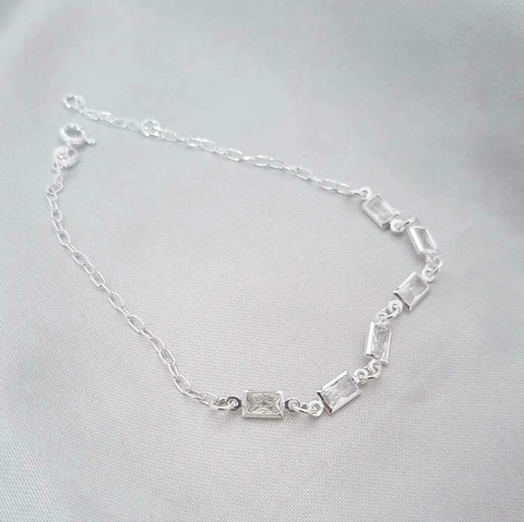 Pulseira com Zircônias Retangular