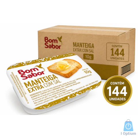 Manteiga Com Sal Bom Sabor Blister 10g – Caixa com 144 Unidades (Sachê Individual)