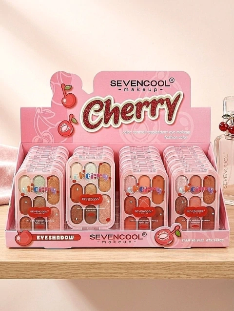 Paleta de sombras SevenCool Cherry 8 colores. Alta pigmentación