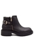 Bota de cuero caña baja con doble cierre y hebilla (2551MK)