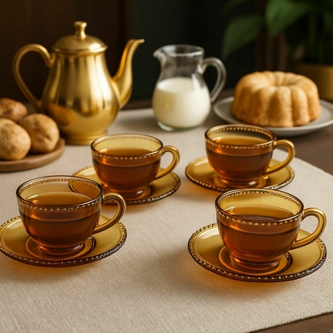 Jogo de Xicaras Café 8 Peças Diamante Cristal Ambar - comprar online