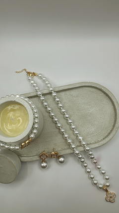 CONJUNTO TREVO PÉROLA DOURADO - comprar online