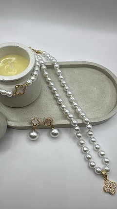 CONJUNTO TREVO PÉROLA DOURADO - kn