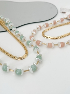 MIX PRONTO CORRENTE DOURADA + COLAR DE PEDRAS - kn
