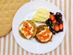 Medallón napolitano de vegetales con puré