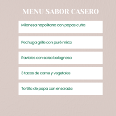 Menú Sabor casero