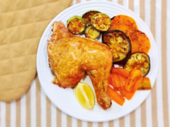 Pata y muslo cocción a la sal con verduras al horno