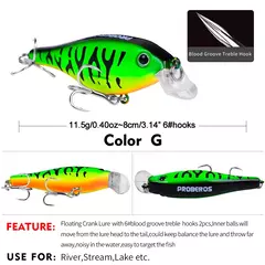 PROBEROS-Simulação Flutuante Crankbait Fishing Lure, Bionic 11.5g - Mestre do Anzol