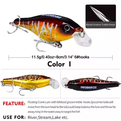 PROBEROS-Simulação Flutuante Crankbait Fishing Lure, Bionic 11.5g na internet