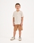 CONJUNTO BATA MALHA TRABALHADA E BERMUDA MOLETINHO CREME - comprar online