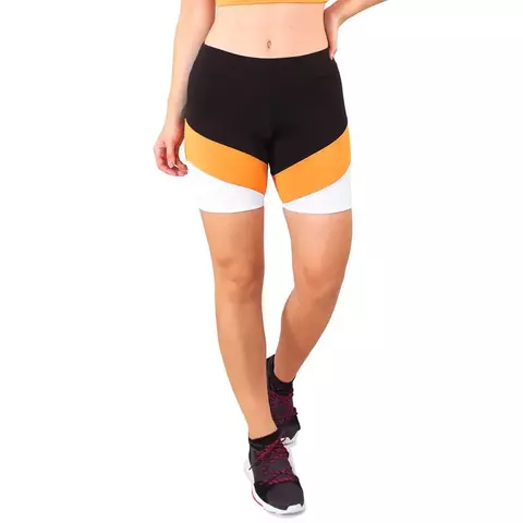 Short Fitness Preto Detalhe Amarelo e Branco REF: LC38