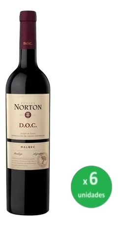 Caja Vino Norton Malbec Doc 750cc X 6 Unid. - Dh Tienda
