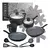 BATERIA 15 PIEZAS BLACK GRANITE HUDSON - comprar online