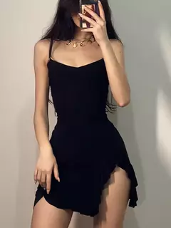 Novedad de verano, vestidos de mujer con cuello en V y tirantes tejidos, vestidos acampanados sexis lisos sin mangas, ropa ajustada para discoteca, minivestidos elegantes para fiesta para mujer en internet