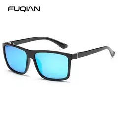 Gafas de sol polarizadas cuadradas negras clásicas para hombre, gafas de sol azules con espejo a la moda, gafas de sol Unisex Vintage antideslumbrantes para conducir UV400 - comprar en línea