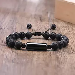 Vnox Pulseras de urna con cuentas de piedra de lava informales para hombres para cenizas, joyería conmemorativa de recuerdo de cremación de tubo hueco, longitud ajustable - tienda en línea