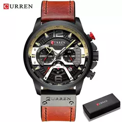 Image of Relojes deportivos CURREN informales para hombre, reloj de pulsera de Cuero militar de lujo de marca superior, reloj de pulsera para hombre, reloj de pulsera cronógrafo de moda